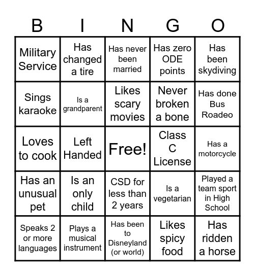 Get to Know Your Team Bingo! Bingo Card