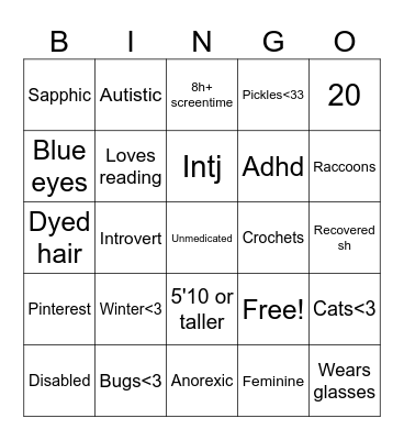 Eliza's Bingo Card