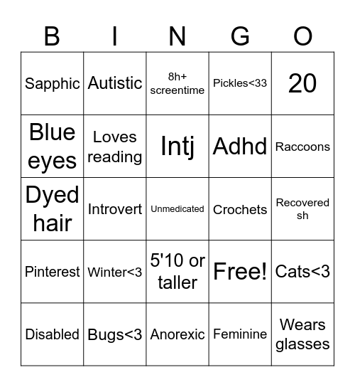 Eliza's Bingo Card