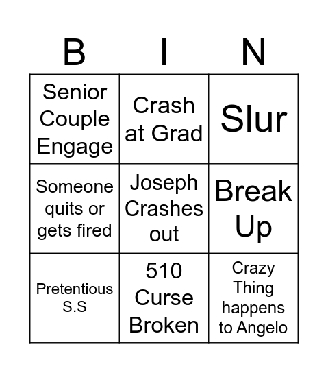 Final Week Card Bingo Card