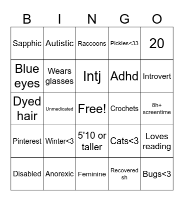 Eliza's Bingo Card