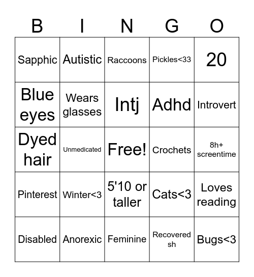 Eliza's Bingo Card