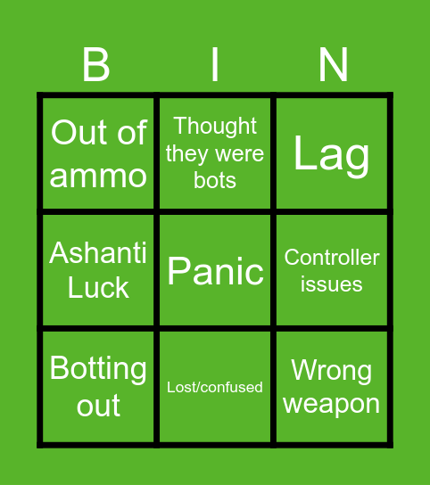 Her usual excuses on Fortnite Bingo Card