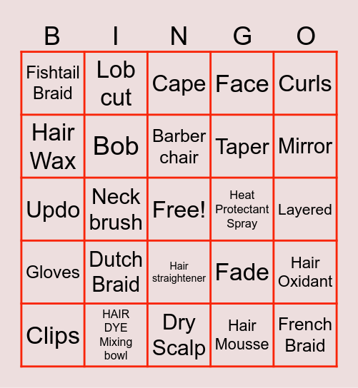 HAIRDRESSING Bingo Card