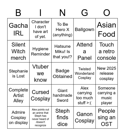 San Japan! Bingo Card