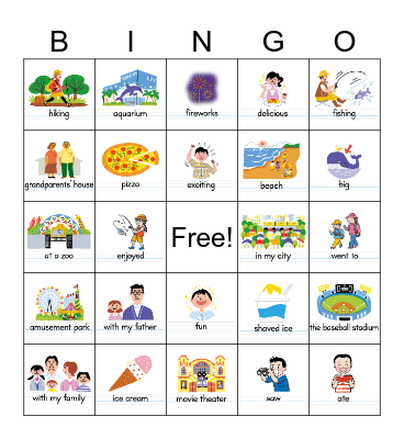 Summer vacation Bingo Card