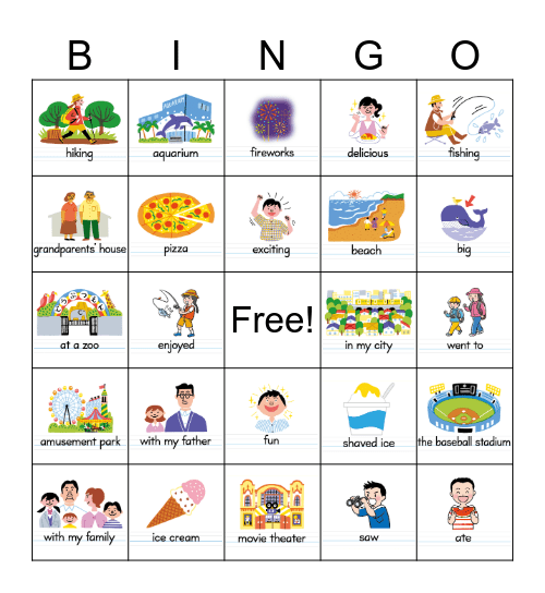 Summer vacation Bingo Card