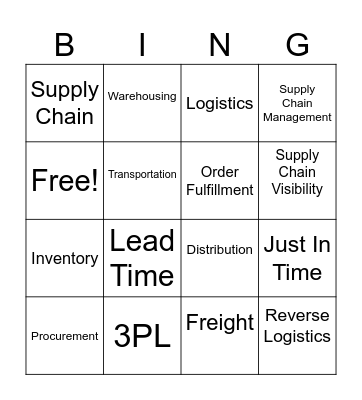 Supply Chain Vocab Bingo Card