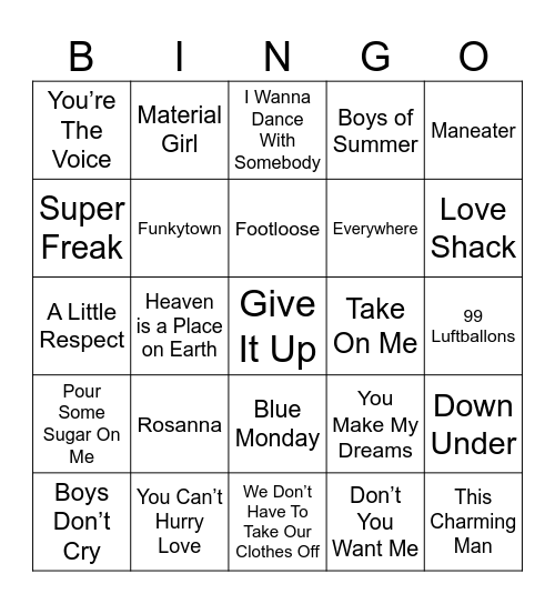 Round 1 - 80s Bingo Card
