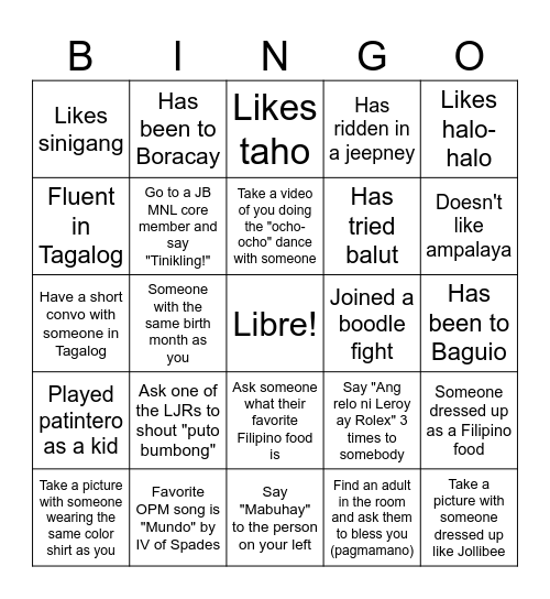 JBuwan Human Bingo! Bingo Card