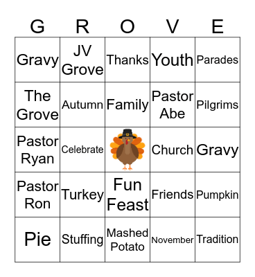 Thanksgiving at The Grove Bingo Card