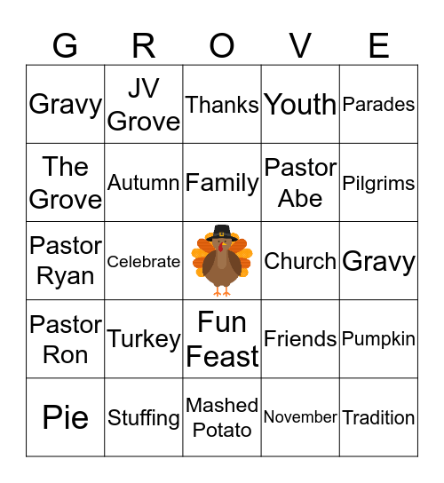 Thanksgiving at The Grove Bingo Card