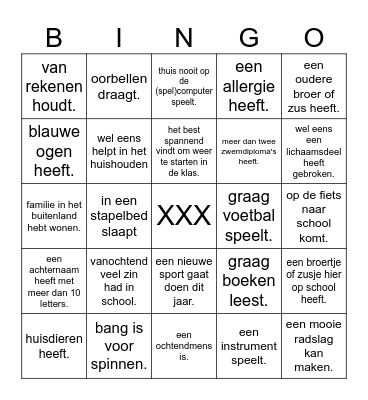 Zoek iemand die..... Bingo Card
