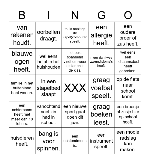 Zoek iemand die..... Bingo Card
