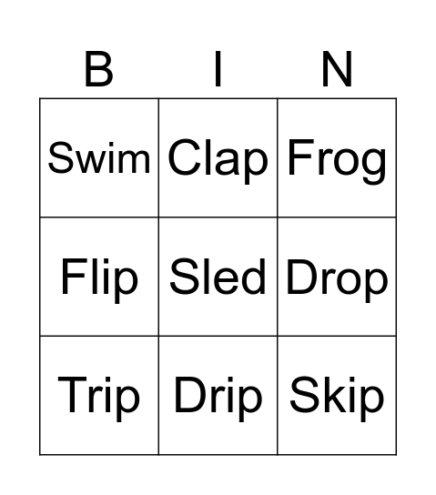 Phonics Bingo Card