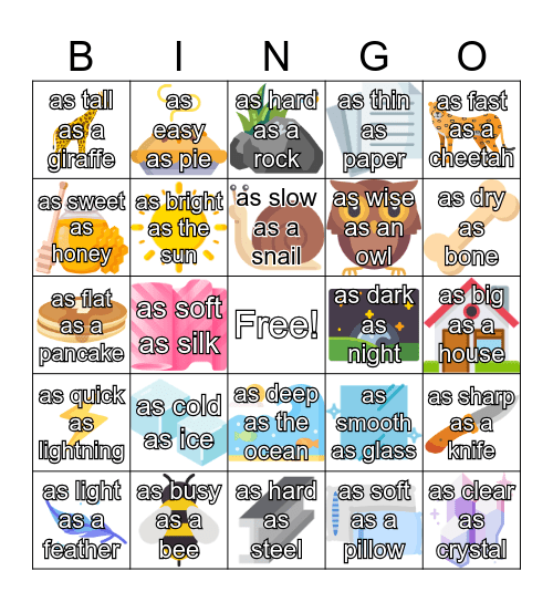 Simile Bingo Card