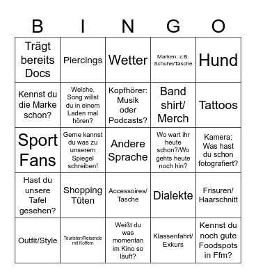 ICEBREAKER Bingo Card