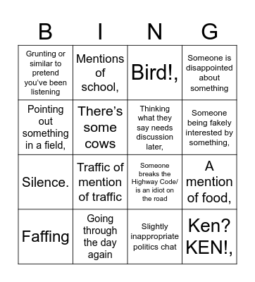 Road trip bingo ✨Grandparent edition✨ Bingo Card