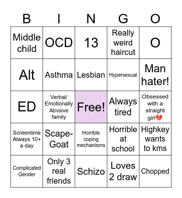 Me bingo:p Bingo Card