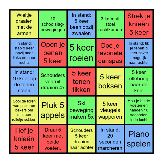 De Buurtkamer  BEWEEGBINGO Card