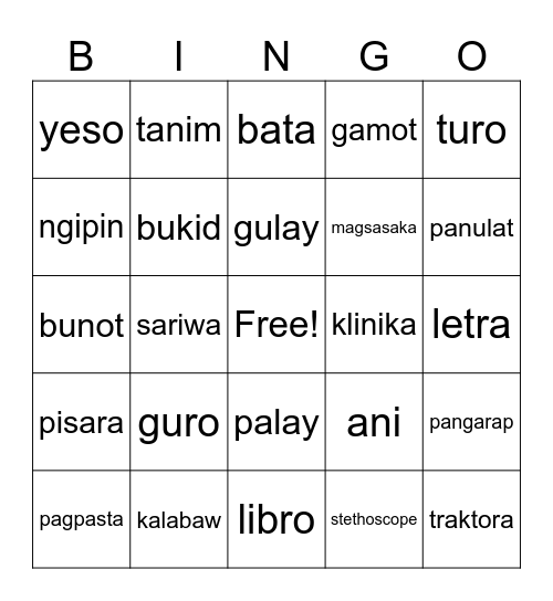 Tugma Tunog Bingo Card