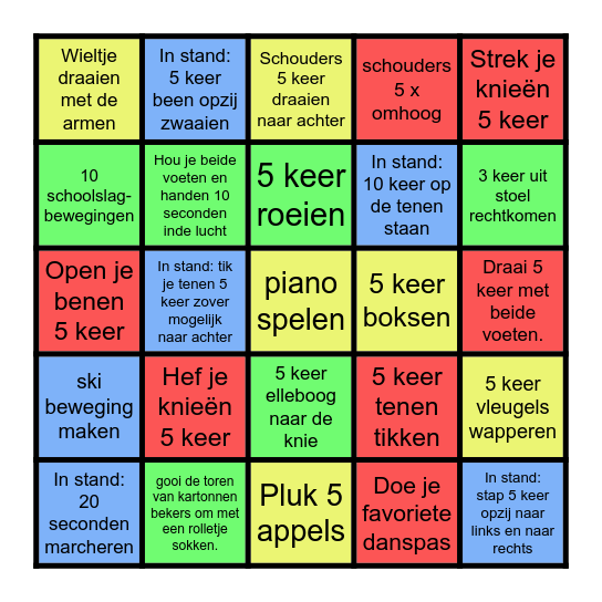 De Buurtkamer BEWEEGBINGO Card
