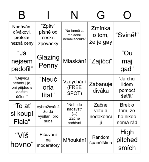 Luboš Bailador Bingo Card