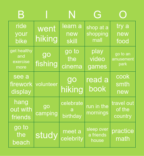 🌞 What did you do over the summer? 🎠 Bingo Card