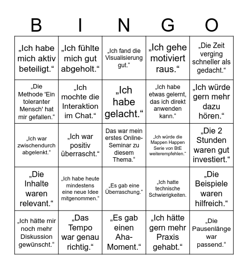 Diskriminierungssensibilität bei BtE Bingo Card
