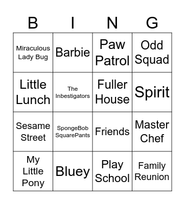 Music in TV Bingo Card
