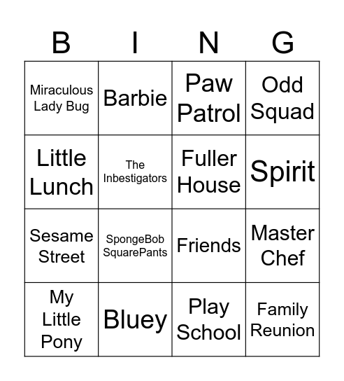 Music in TV Bingo Card