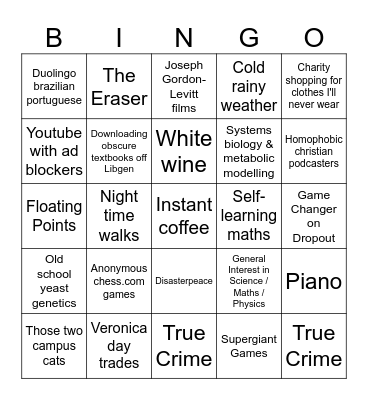 How Many Interests/Likes Do You Share With _____ Bingo Card