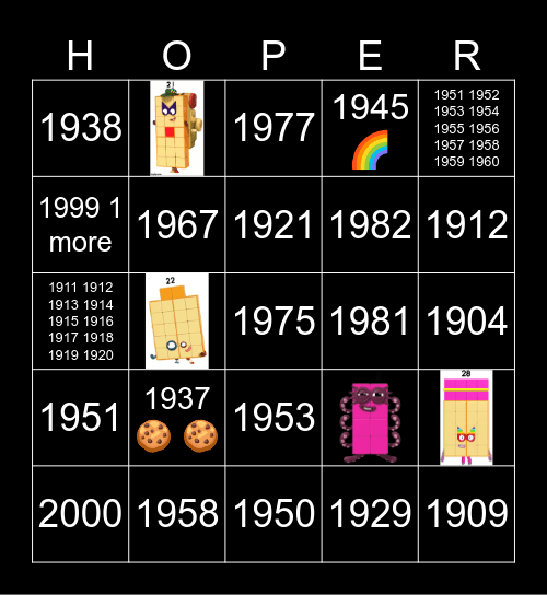 Number blocks Bingo Card