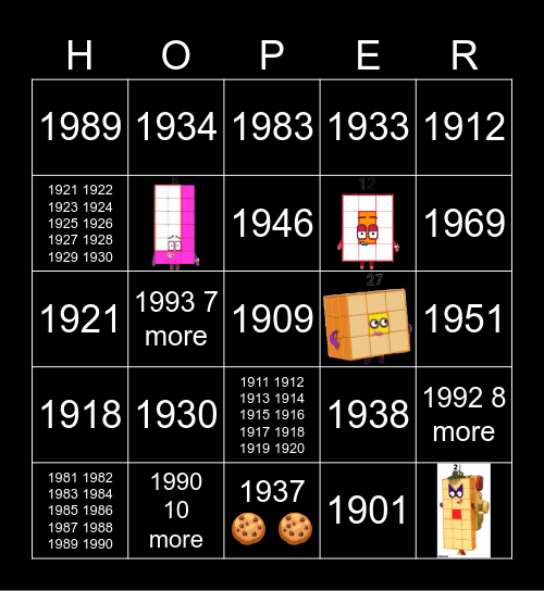 Number blocks Bingo Card