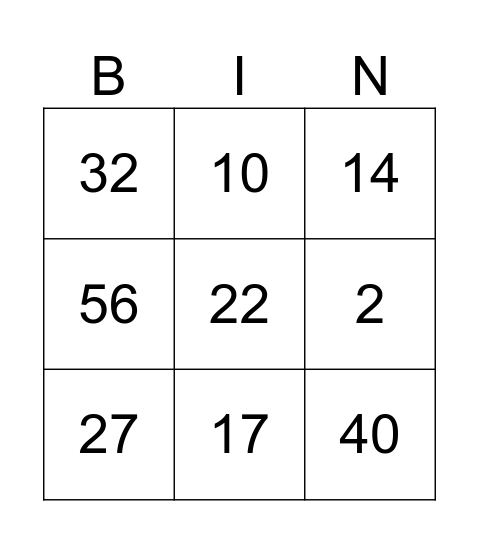 Crafted English Bingo Card