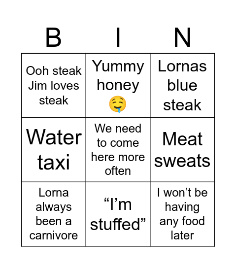Fazenda bingo Card