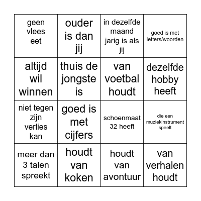 Vind iemand die... Bingo Card
