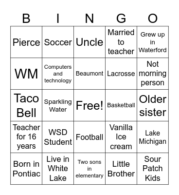 Mr. C Bingo Card