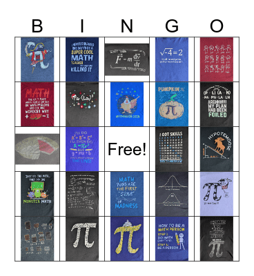 Math Shirt Bingo Card