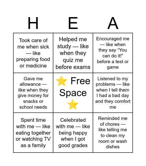 Support Bingo! Bingo Card
