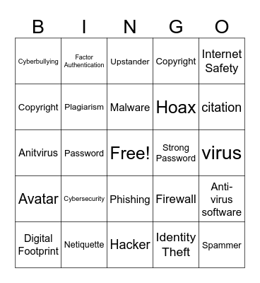 Digital Citizenship Bingo Card