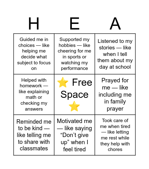 Support Bingo! Bingo Card