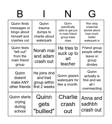 Quinn bingo Card