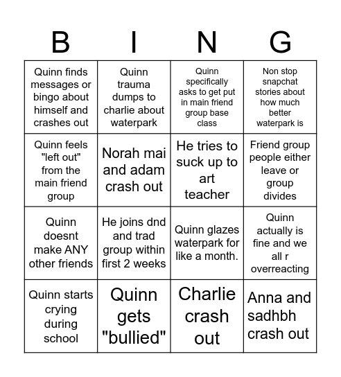 Quinn bingo Card
