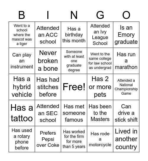 Find the Coworker Bingo Card