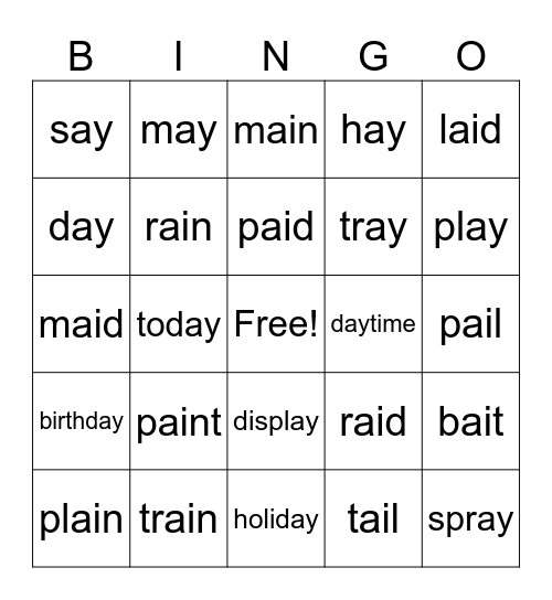 Vowel Teams Bingo Card