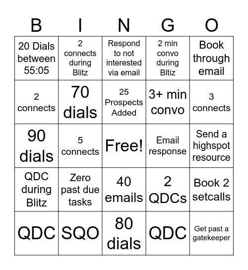 BINGO SPIFF$$ Bingo Card