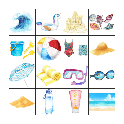 Vamos a la playa Bingo Card