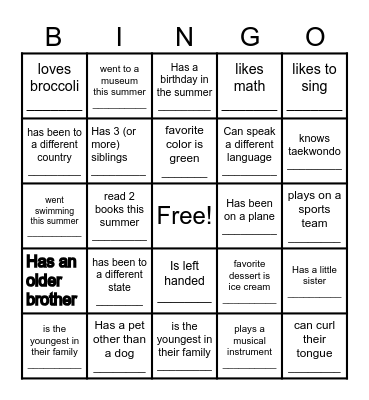 Find somehow who Bingo Card