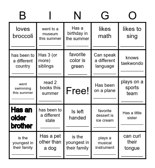 Find somehow who Bingo Card
